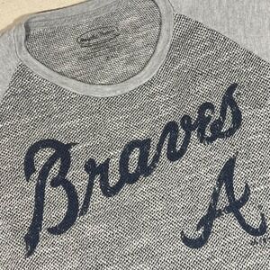 Braves Baseball XXL‎ Knit Raglan Shirt MLB Gray 3/4 Sleeve Top Womens